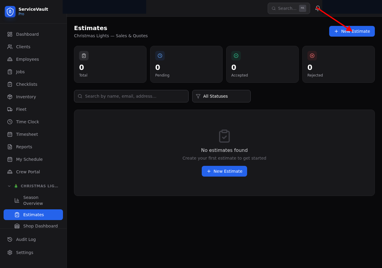 Christmas Lights estimates list