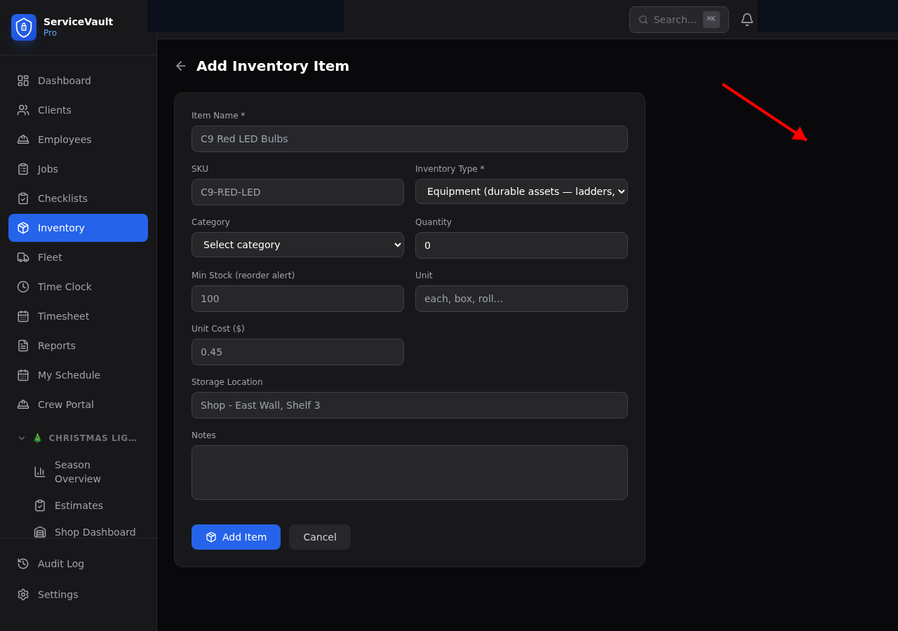 Check Out button on inventory item