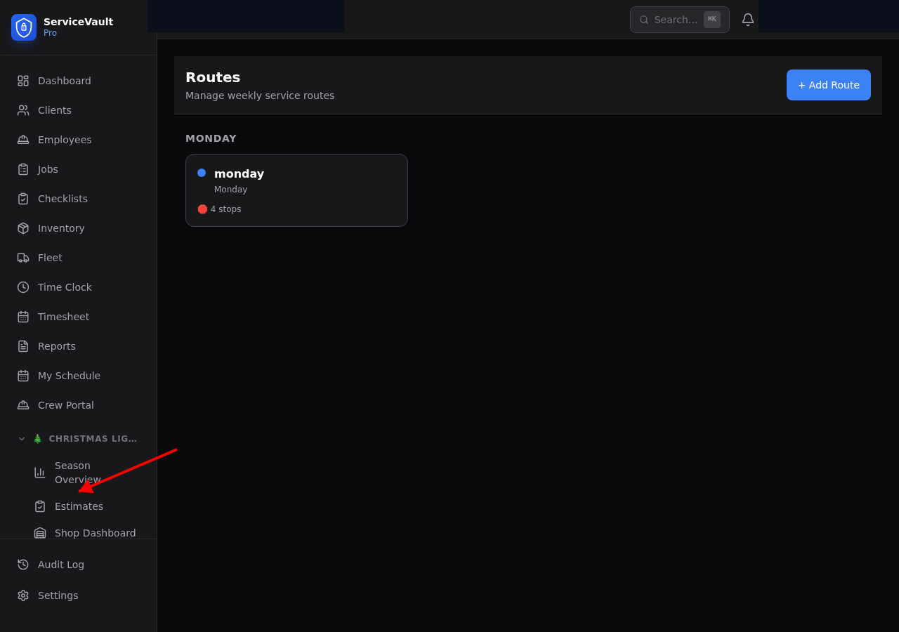 Lawncare section in sidebar