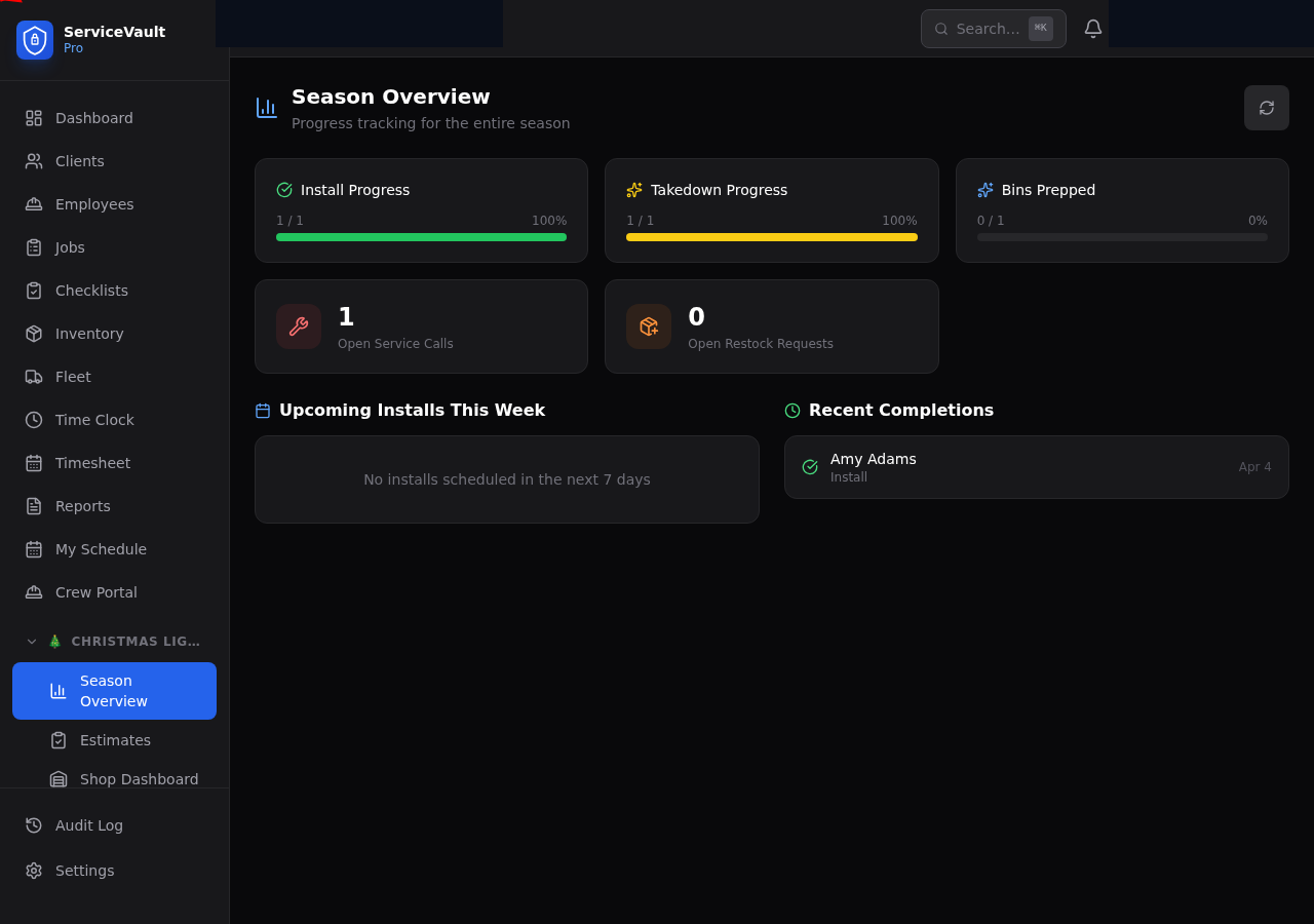 Sidebar with Christmas Lights section expanded